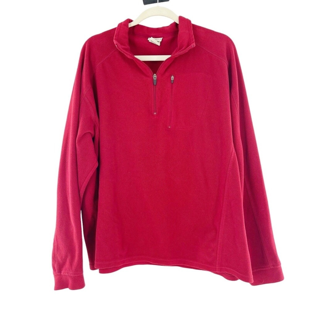 L.L.‎ Bean Mens Red Fleece Pullover XXL Reg 1/4 Zip Long Sleeve quarter outdoor